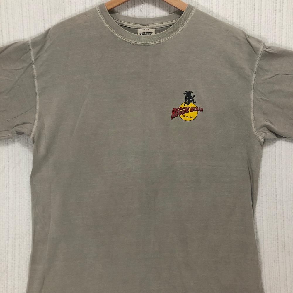 Vintage Comfort Colors Chouinard St Kitts Reggae Beach‎ Bar Shirt Rush Slowly L